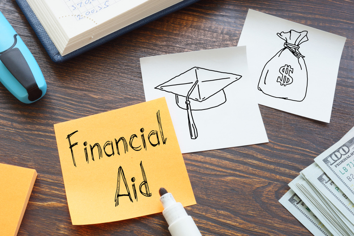 Desktop depicting various financial aid options.