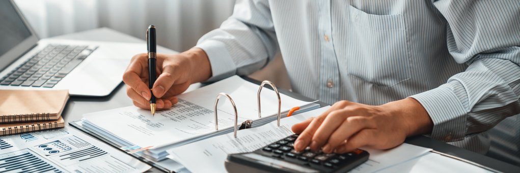 Finance working reviewing data.