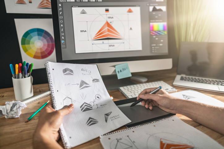 Graphic designer creating a logo.