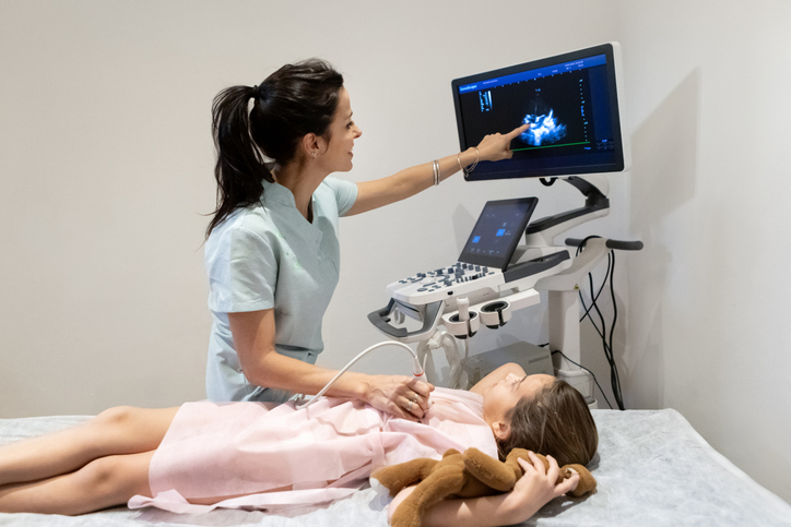 Sonographer performs echocardiogram