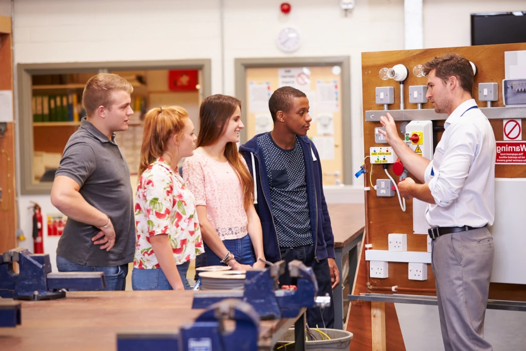 students in technical education for electrician