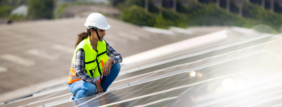 Woman Solar Cell installer